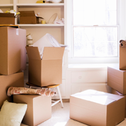 Image of boxes in an empty house