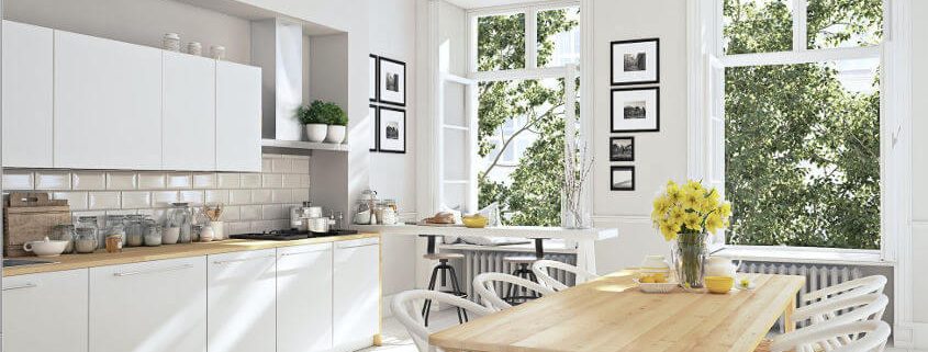 Home Kitchen with light through window